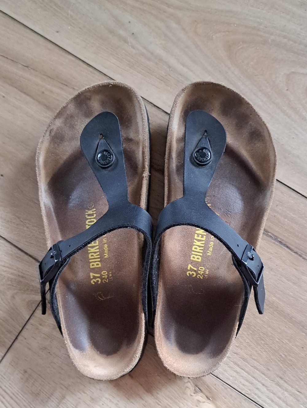 Birkenstock Black Thong Sandals with Contoured Footbed